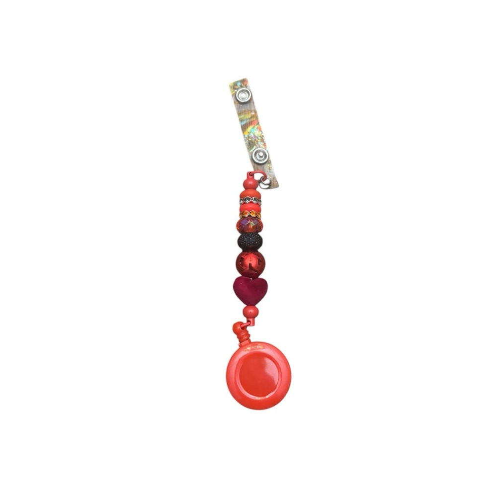 Red Velvet Heart Keychain/ID Badge Holder By AB INKS HANDMADE EXPRESSIONS